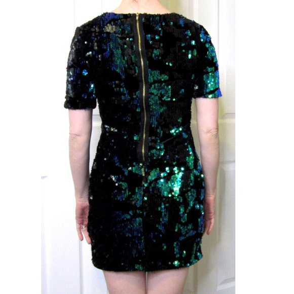 Green Sequin Mini Dress TopShop Color change Sexy Cocktail Party UK 8= US Size 4 - Picture 4 of 10
